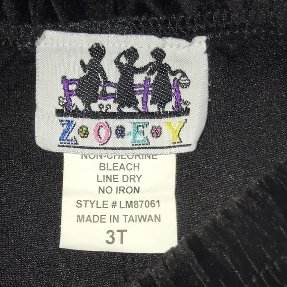ZOEY velvety black leggings elastic waistband size 3T - Picture 3 of 3
